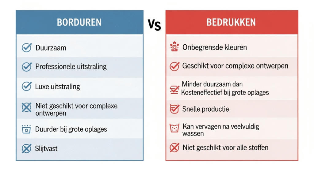 De Fundamenten: Borduren versus Bedrukken – Jouw Eerste Keuze